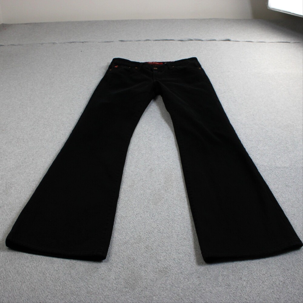 Big Star Jeans Women 30R Black Flare Stretch Denim Contrast Stitch Made USA Y2K